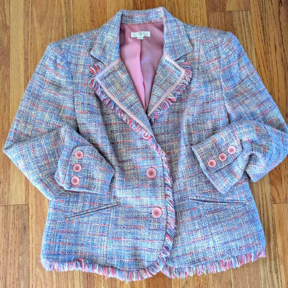 Apt 9Pink and Gray Tweed Blazer with Classic Lapel Size 12 Never Worn.